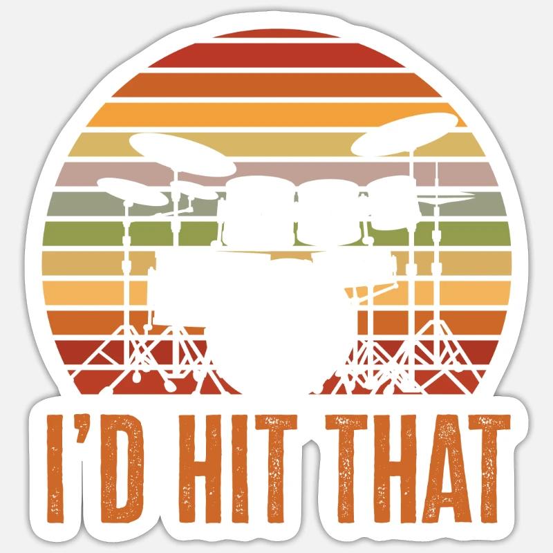 Cadeau de batteur de batterie - Sticker taille S (10 x 10 cm) - blanc mat