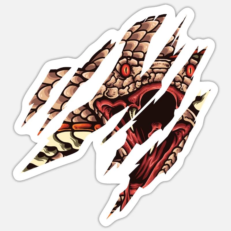 Serpent Visage - Sticker taille S (10 x 10 cm) - blanc mat