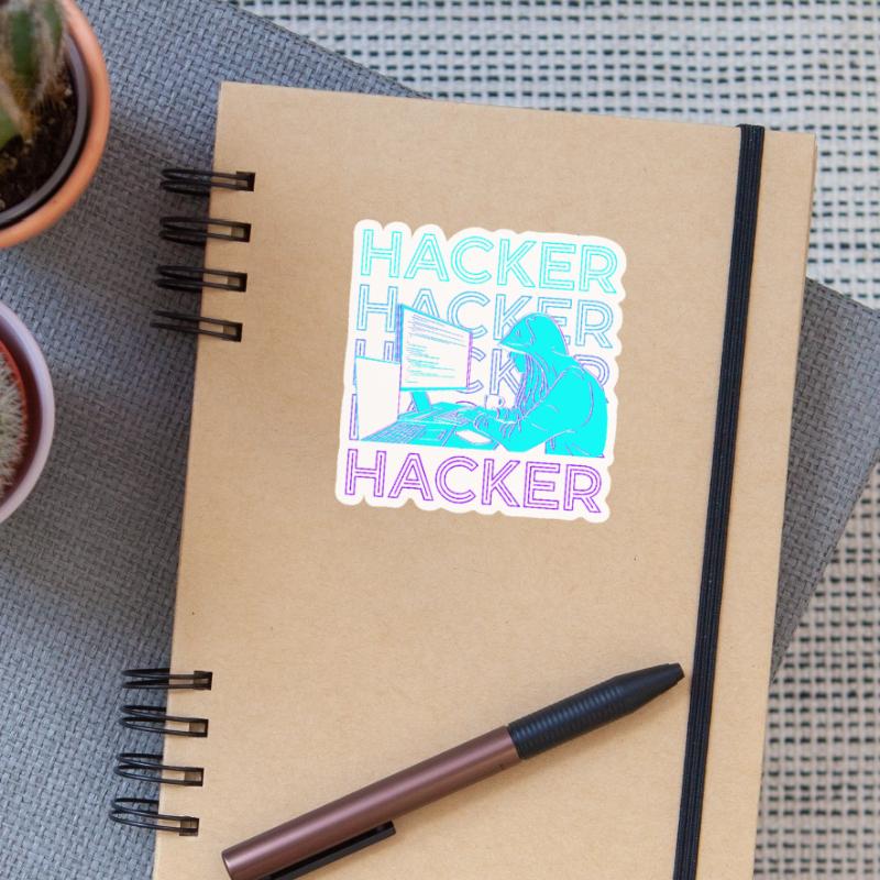 Hacker Hacking Hack Codage Programmation Rétro Sticker taille S (10 x 10 cm)
