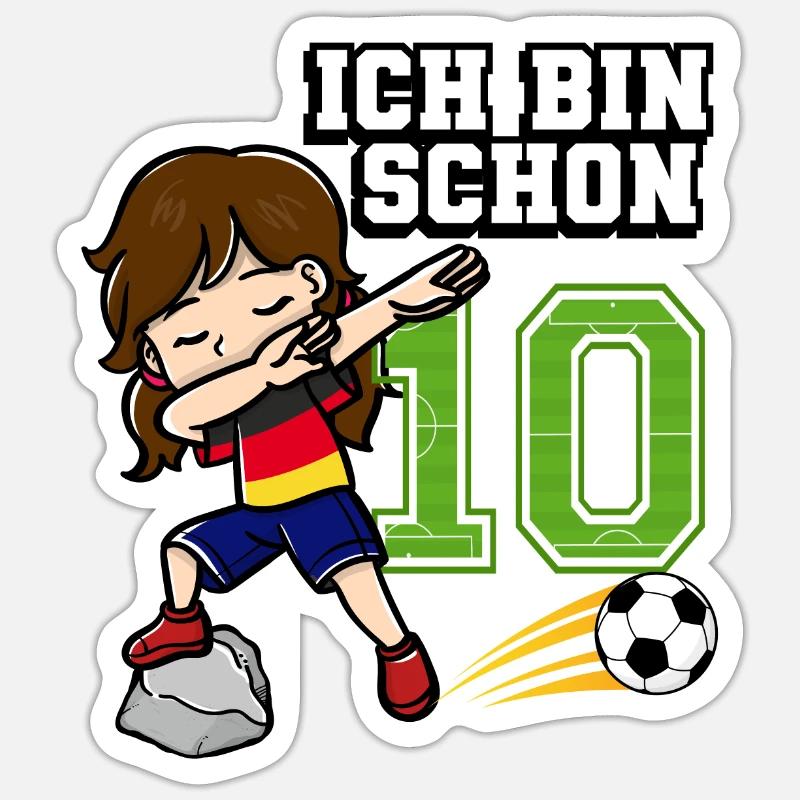 Fußball Mädchen Ich bin schon 10 Geburtstag - Sticker Größe S (10 x 10 cm) - Mattweiß