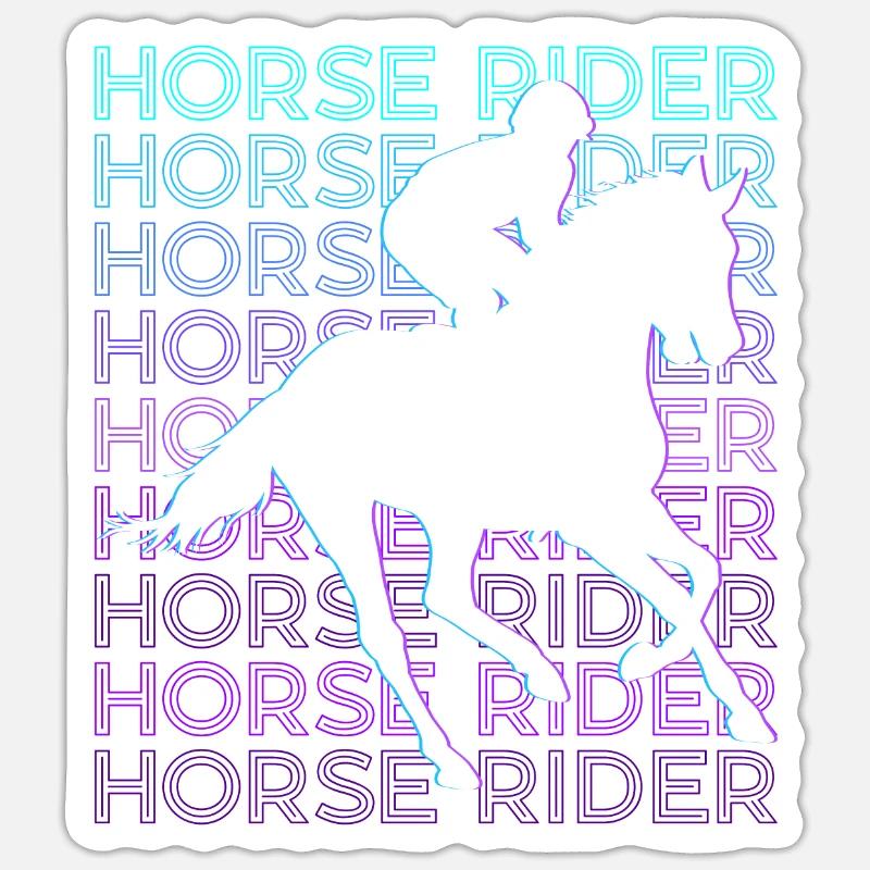 Cavalier Cavalier Équitation Rétro - Sticker taille S (10 x 10 cm) - blanc mat