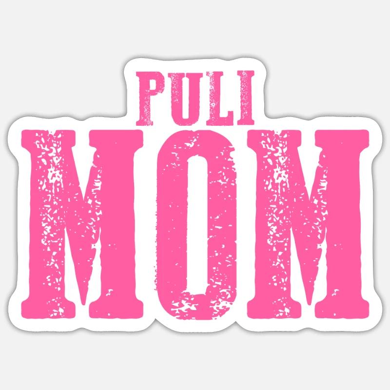Puli maman Chien - Sticker taille S (10 x 10 cm) - blanc mat
