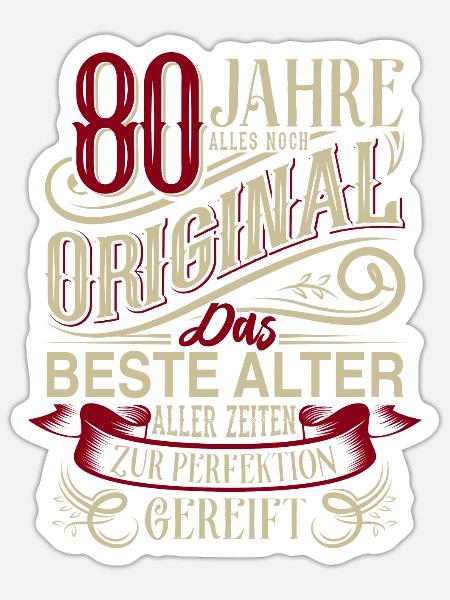 80. Geburtstag Vintage Retro - Sticker Größe S (10 x 10 cm) - Mattweiß