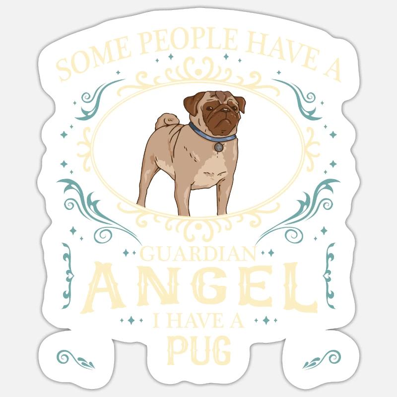 Mops Möpse Hund - Sticker Größe S (10 x 10 cm) - Mattweiß
