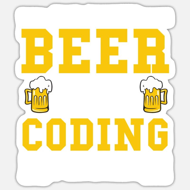 Coding Beer Programmer Coder Développeur Sticker taille S (10 x 10 cm)