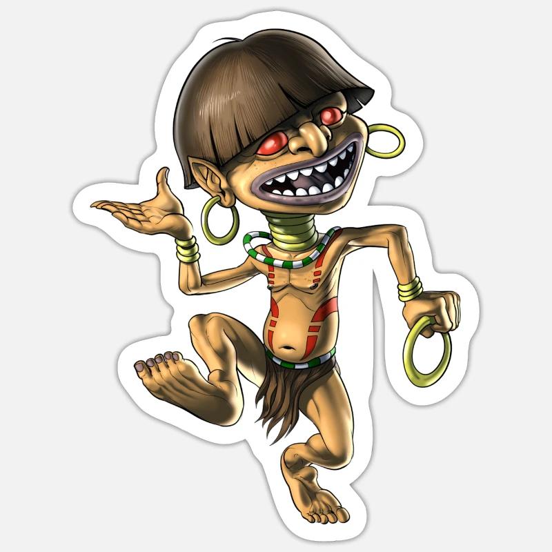 Aztec Mythical Creature Chaneque Sticker size S (10 x 10 cm)