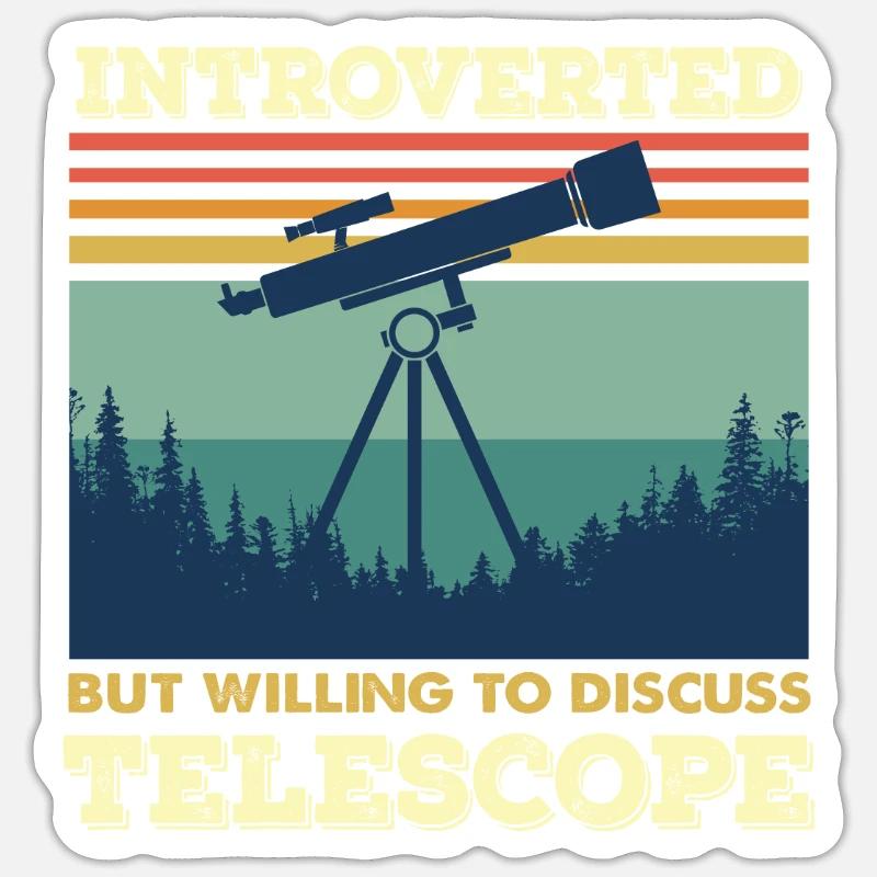 Introverted Telescope Astronomy Space - Sticker size S (10 x 10 cm) - white matte