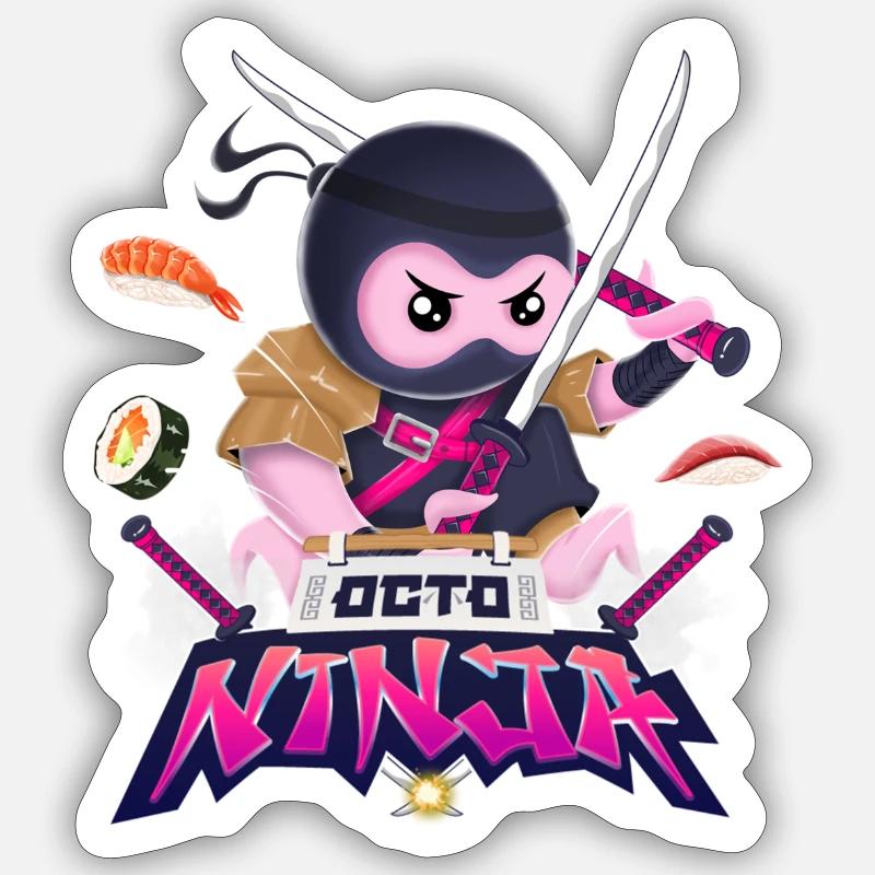 OCTO NINJA - Sticker taille S (10 x 10 cm) - blanc mat