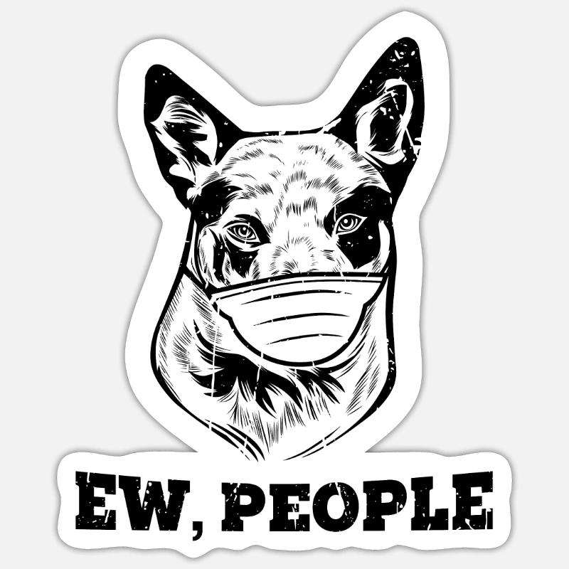 Ew, les gens - kelpie - Sticker taille S (10 x 10 cm) - blanc mat