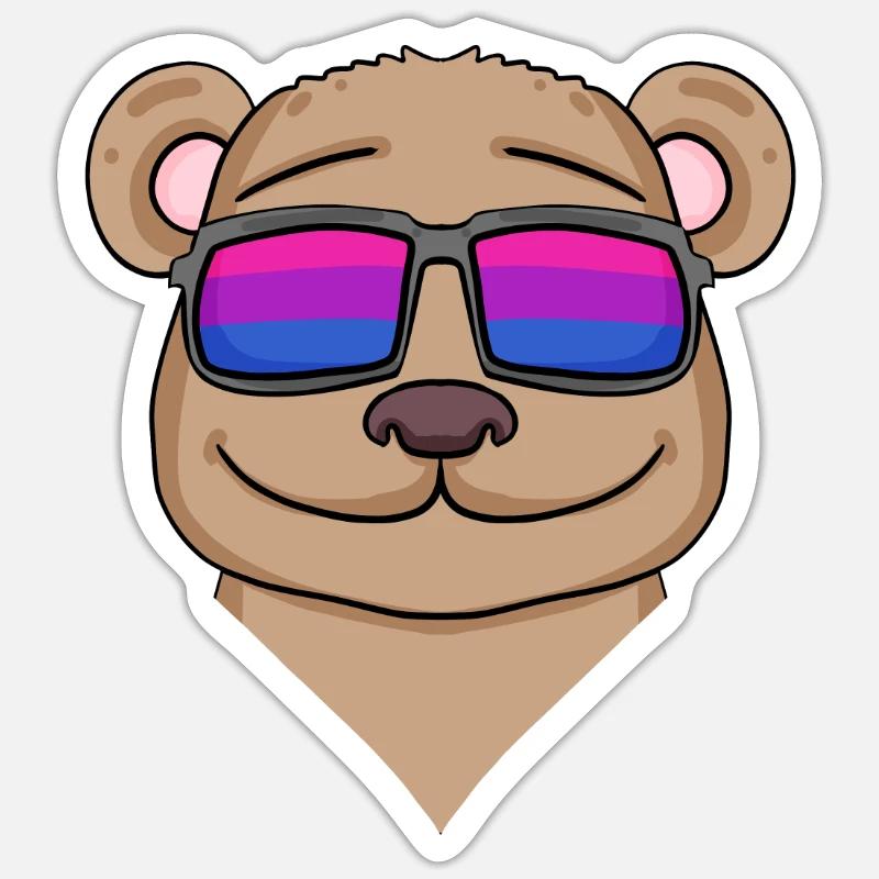 Bisexual Brown Bear Gift - Sticker size S (10 x 10 cm) - white matte