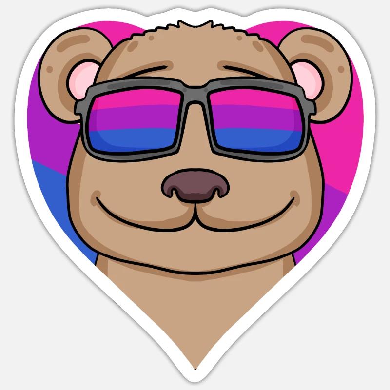 Bisexual Brown Bear Gift - Sticker size S (10 x 10 cm) - white matte