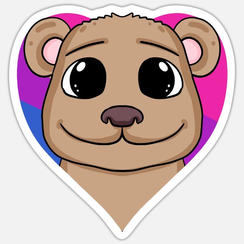 Bisexual Brown Bear Gift - Sticker size S (10 x 10 cm) - white matte