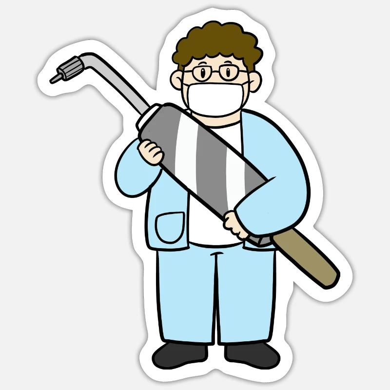Dentist with a large drill Sticker size S (10 x 10 cm)