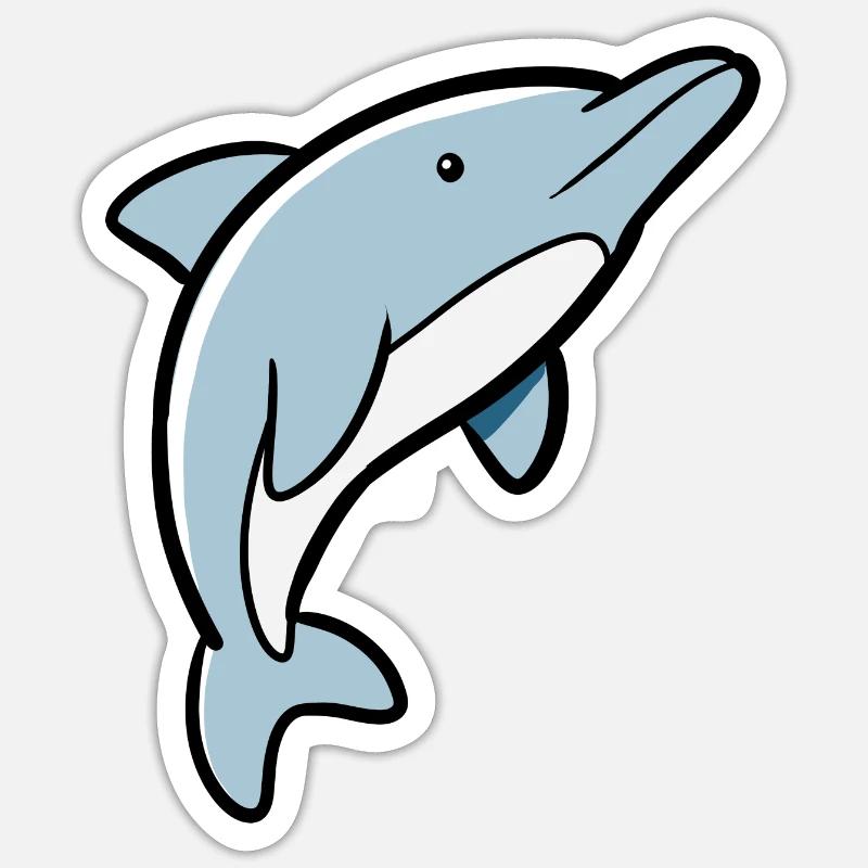 Dauphin - Sticker taille S (10 x 10 cm) - blanc mat