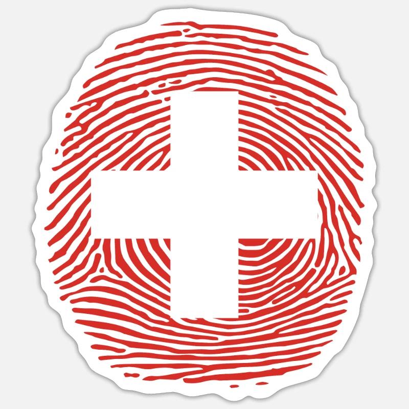 Empreinte digitale du drapeau suisse Sticker taille S (10 x 10 cm)