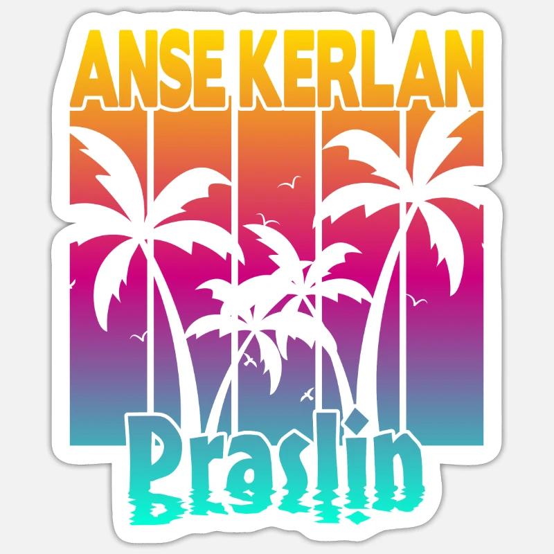 Anse Kerlan Praslin - Sticker taille S (10 x 10 cm) - blanc mat
