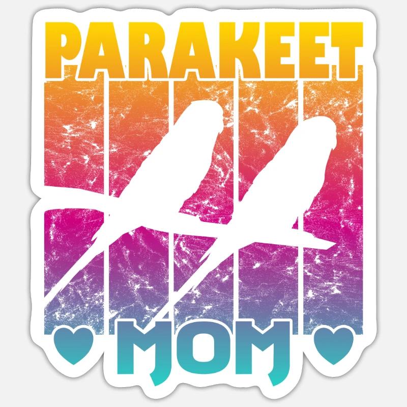 Maman perruche - Sticker taille S (10 x 10 cm) - blanc mat