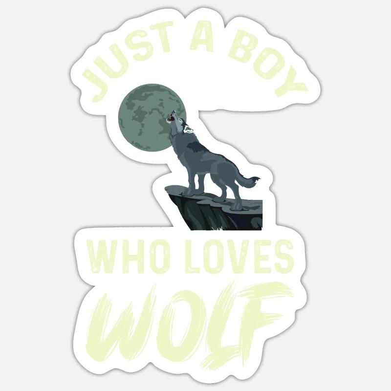 Boy loves wolves full moon wolf pack Sticker size S (10 x 10 cm)