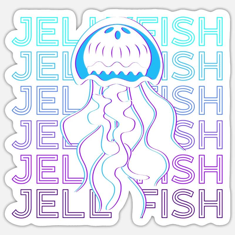 Méduse Rétro - Sticker taille S (10 x 10 cm) - blanc mat