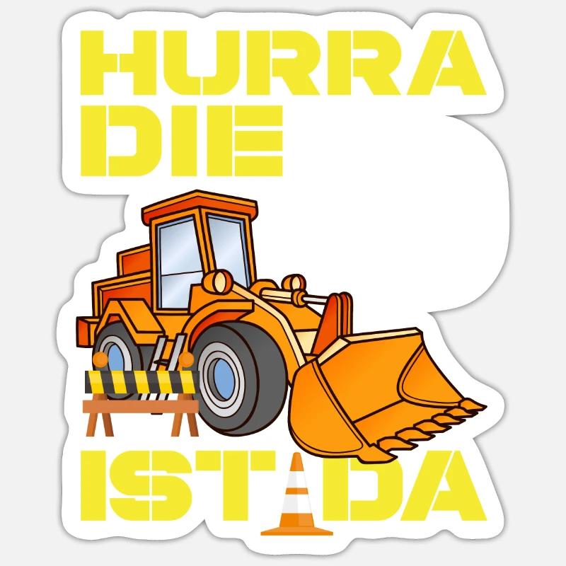 Bagger 9. Geburtstag Baggerfahrer Jungen Geschenk - Sticker Größe S (10 x 10 cm) - Mattweiß