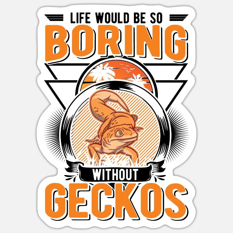 Gecko Geschenk Leopardengecko - Sticker Größe S (10 x 10 cm) - Mattweiß