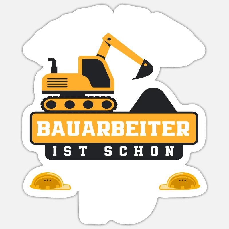 Construction Worker 10th Birthday Excavator Boys Gift Sticker size S (10 x 10 cm)