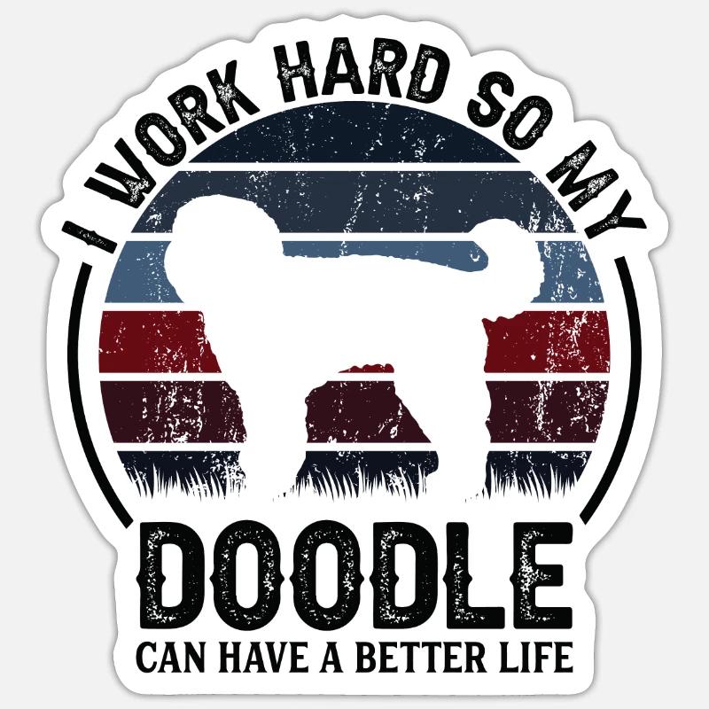 Travaillez dur - Retro Doodle - Sticker taille S (10 x 10 cm) - blanc mat