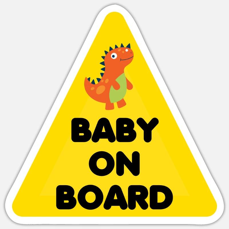 Bébé à bord Dino - Sticker taille S (10 x 10 cm) - blanc mat