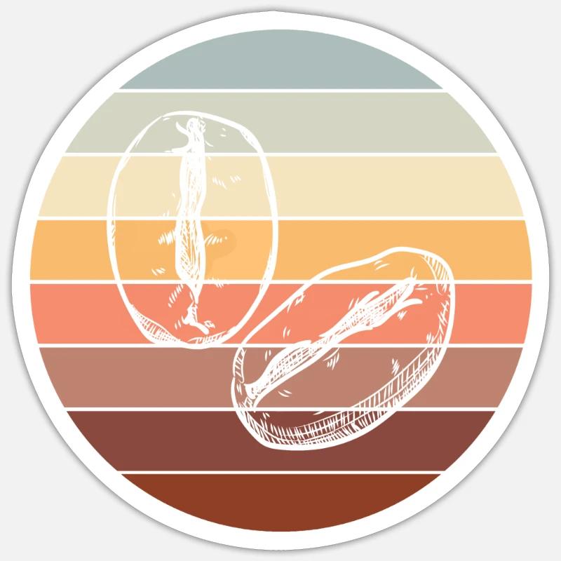 Café rétro - Sticker taille S (10 x 10 cm) - blanc mat