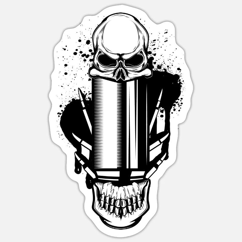 Bullets and Skull Roses Aesthetic Dripping Pattern Sticker Größe S (10 x 10 cm)