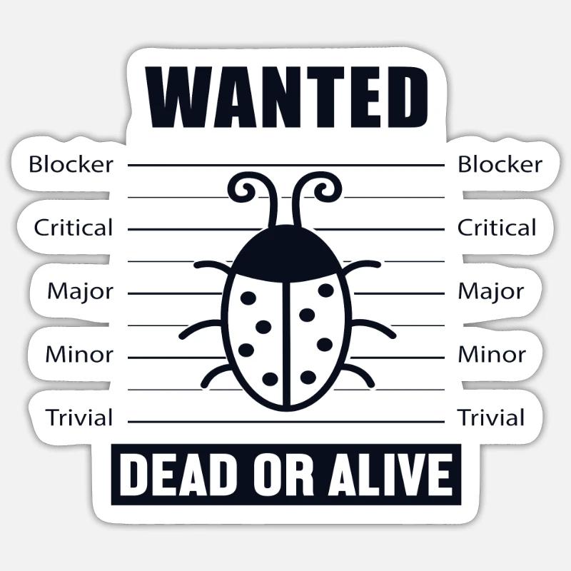 Bugs Wanted Softwareentwickler Developer - Sticker Größe S (10 x 10 cm) - Mattweiß
