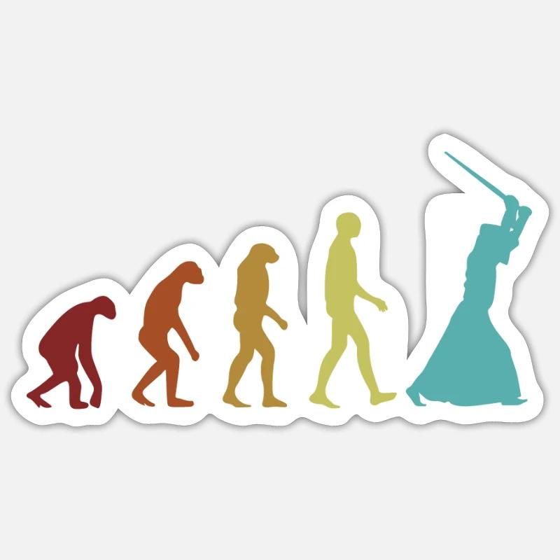 Kendo Evolution Kenjutsu Kata Shinai Samurai Kendo - Sticker Größe S (10 x 10 cm) - Mattweiß