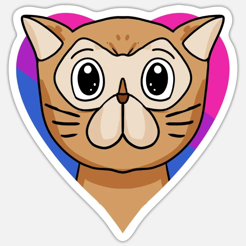 Cadeau de chat persan bisexuel - Sticker taille S (10 x 10 cm) - blanc mat