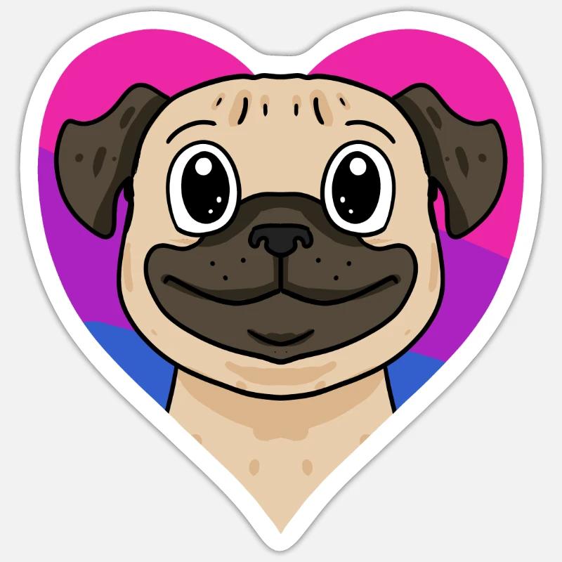 Bisexuell Mops Hund Geschenk - Sticker Größe S (10 x 10 cm) - Mattweiß