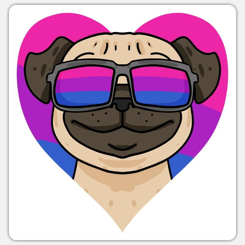 Bisexuell Mops Hund Geschenk - Sticker Größe S (10 x 10 cm) - Mattweiß
