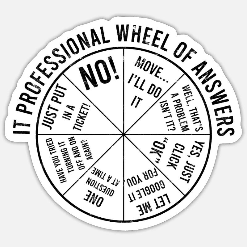 Roue des réponses des professionnels de l’informatique - code Sticker taille S (10 x 10 cm)