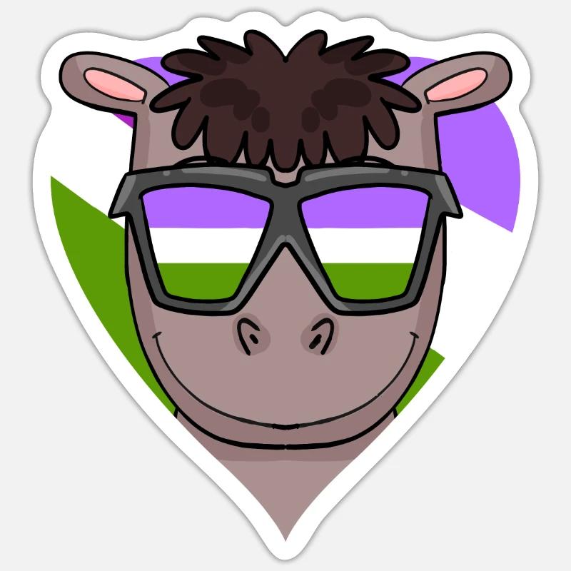 Genderqueer Pferd Herz - Sticker Größe S (10 x 10 cm) - Mattweiß