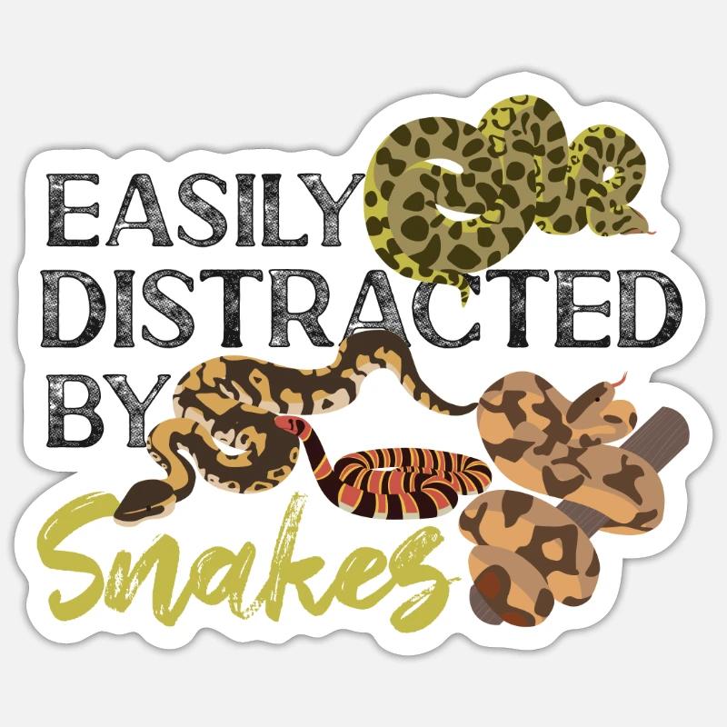 Snake Serpent Easily Distracted By - Sticker Größe S (10 x 10 cm) - Mattweiß