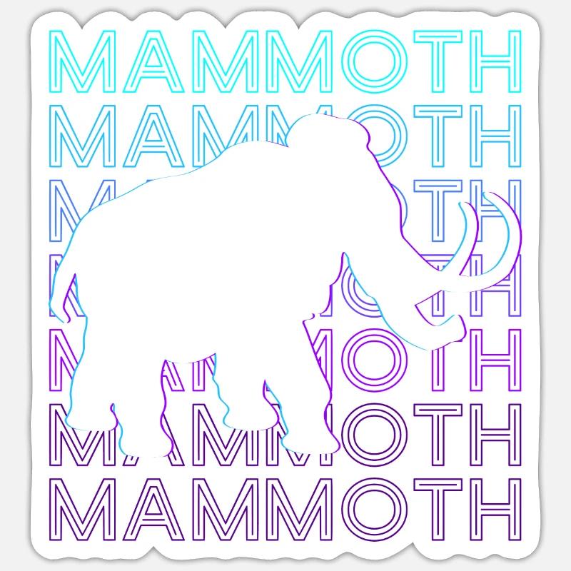 Mammoth Elephant Rétro - Sticker taille S (10 x 10 cm) - blanc mat