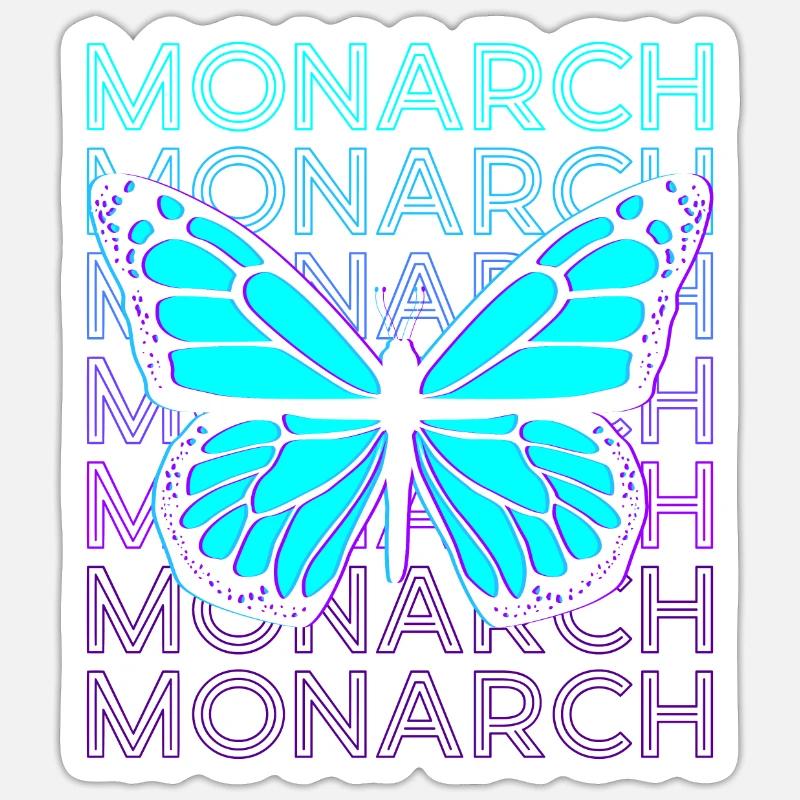 Monarque Papillon Rétro Sticker taille S (10 x 10 cm)