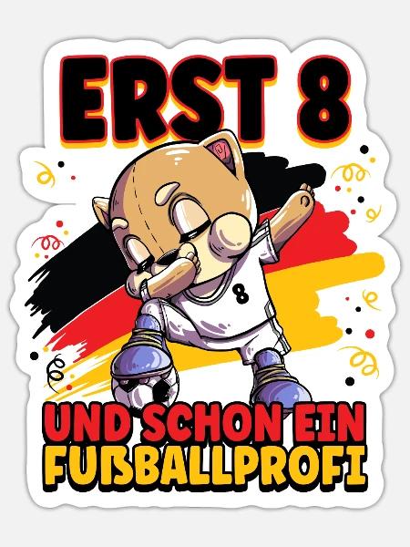 8. Geburtstag Fußballprofi Fußball Kinder - Sticker Größe S (10 x 10 cm) - Mattweiß