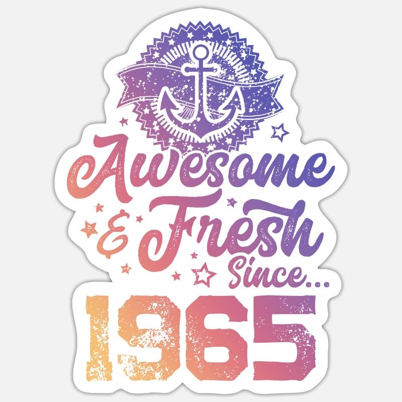 1965 awesome fresh - Sticker Größe S (10 x 10 cm) - Mattweiß