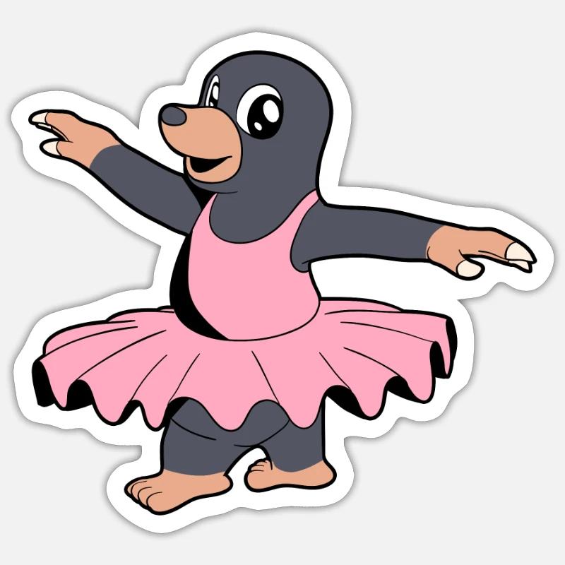 Comic Mole Dances Ballet - Ballerine Sticker taille S (10 x 10 cm)