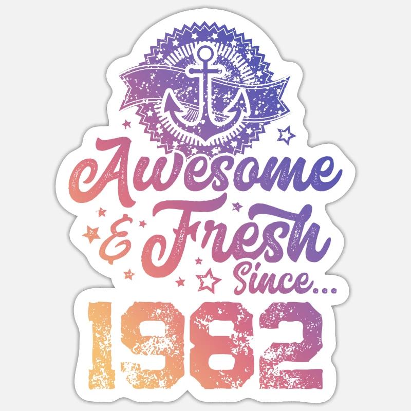 1982 awesome fresh - Sticker Größe S (10 x 10 cm) - Mattweiß