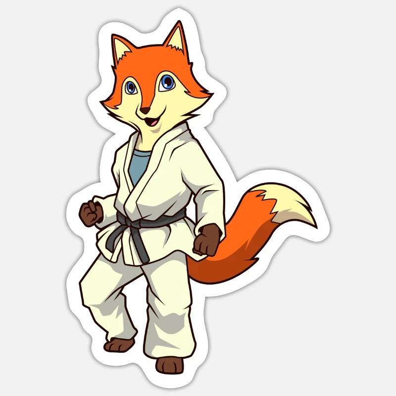 Comic Fuchs makes judo - Sticker size S (10 x 10 cm) - white matte