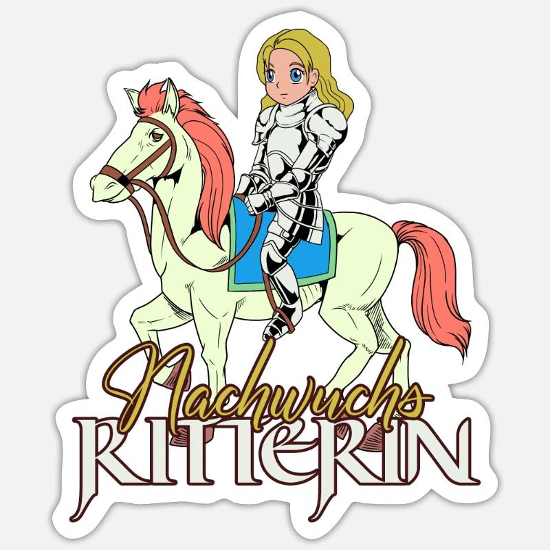 Ritter Mädchen - Nachwuchs Ritterin - Sticker Größe S (10 x 10 cm) - Mattweiß