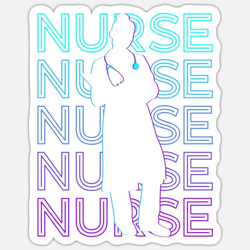 Nurse RN Nursing Retro - Sticker size S (10 x 10 cm) - white matte