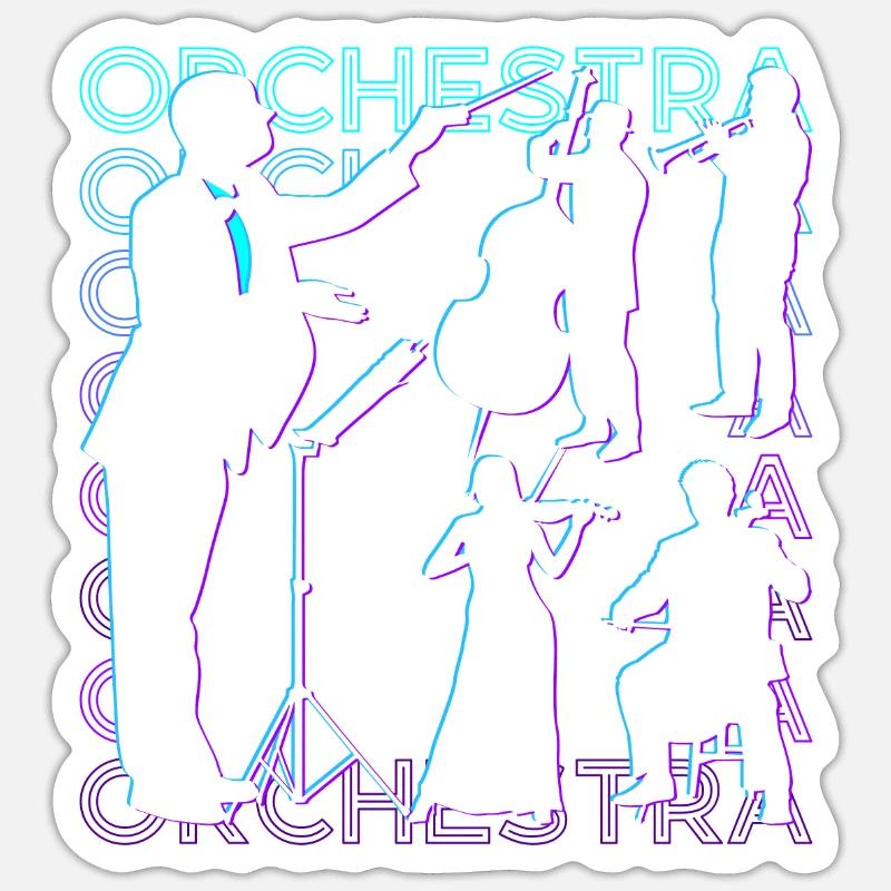 Orchestermusik Dirigent Retro Sticker Größe S (10 x 10 cm)