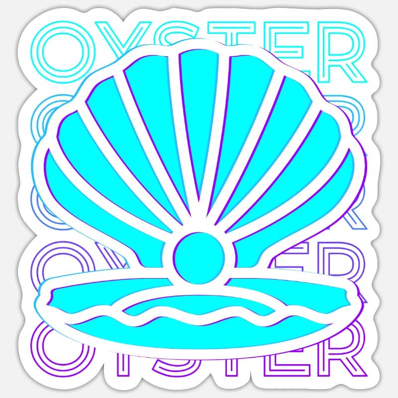 Auster Retro - Sticker Größe S (10 x 10 cm) - Mattweiß