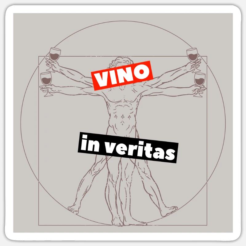 Funny Wine Drinking Design Vino in Veritas Sticker size S (10 x 10 cm)